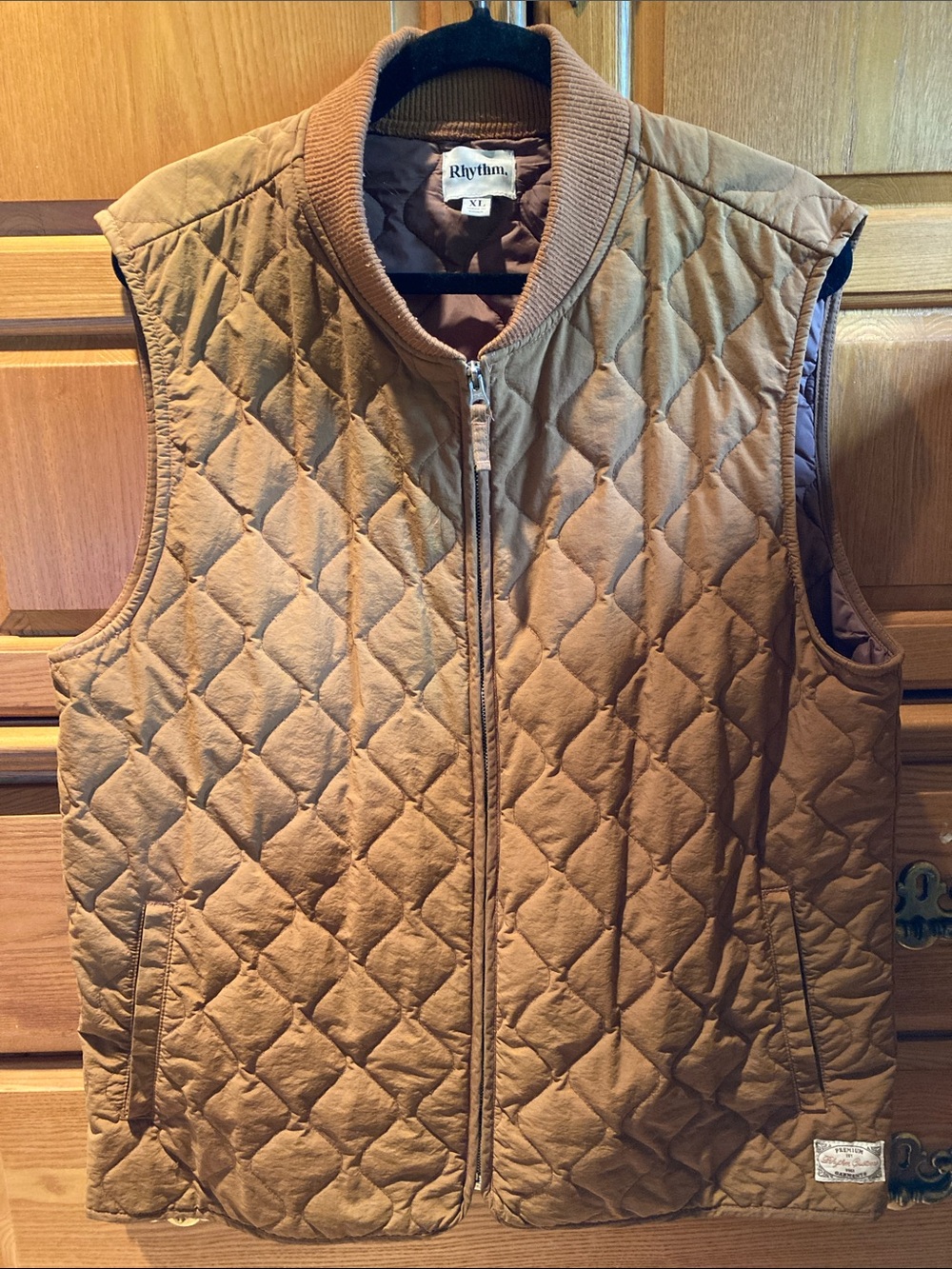 Rhythm. Quilted Tan/Brown Sleeveless Vest